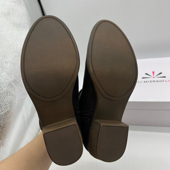 Isaac Mizrahi Live! Leather Boot Womens 7M Brown Boots Heel Side Zip - Picture 9 of 12